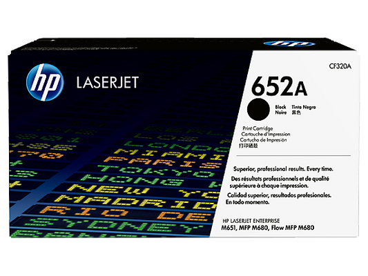 HP 652A Black Original LaserJet Toner Cartridge, CF320A