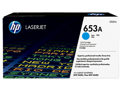 HP 653A Cyan Original LaserJet Toner Cartridge, CF321A