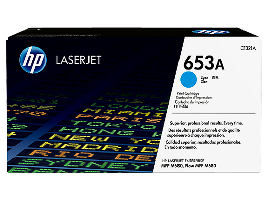 HP 653A Cyan Original LaserJet Toner Cartridge, CF321A