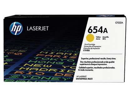 HP 654A Yellow Original LaserJet Toner Cartridge, CF332A