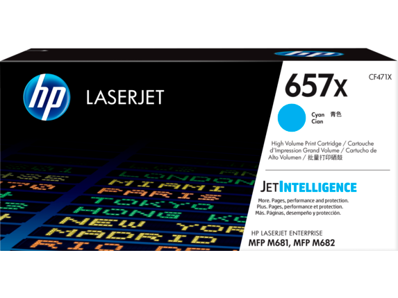 HP 657X High Yield Cyan Original LaserJet Toner Cartridge, CF471X