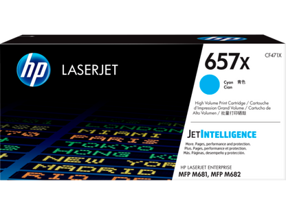 HP 657X High Yield Cyan Original LaserJet Toner Cartridge, CF471X