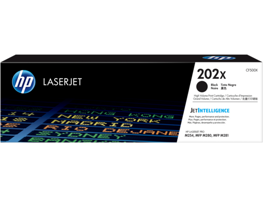 HP 202X High Yield Black Original LaserJet Toner Cartridge, CF500X