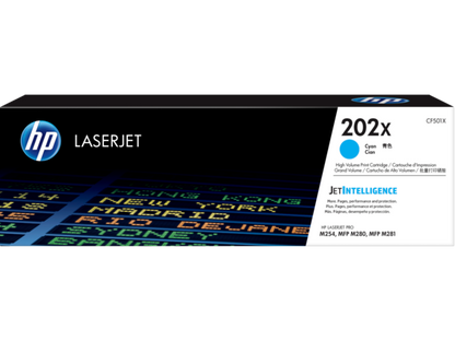 HP 202X High Yield Cyan Original LaserJet Toner Cartridge, CF501X