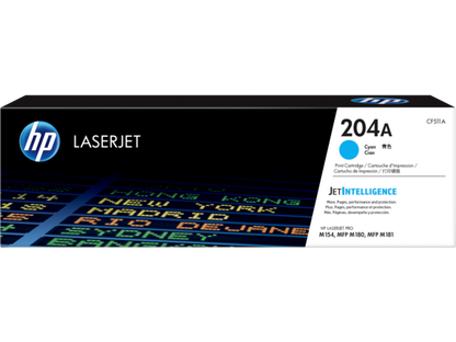 HP 204A Cyan Original LaserJet Toner Cartridge, CF511A