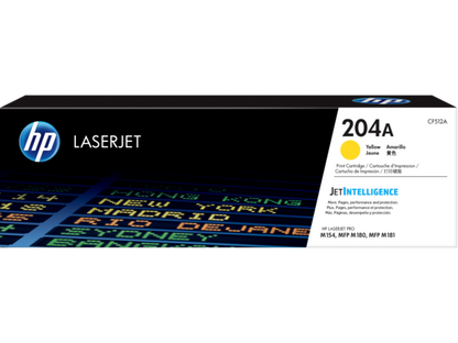 HP 204A Yellow Original LaserJet Toner Cartridge, CF512A