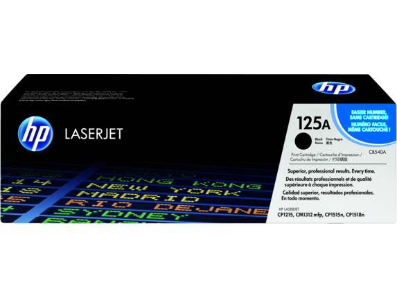 HP 125A Black Original LaserJet Toner Cartridge, CB540A