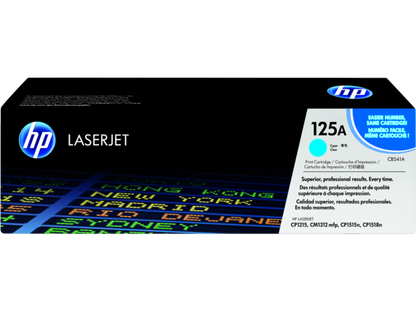 HP 125A Cyan Original LaserJet Toner Cartridge, CB541A