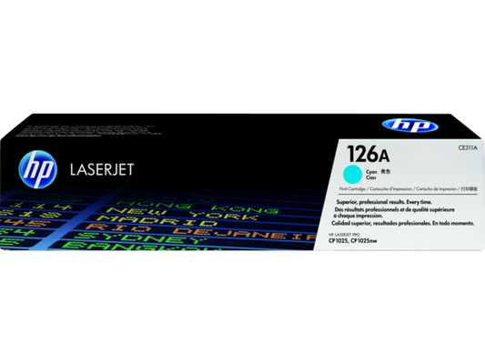 HP 126A Cyan Original LaserJet Toner Cartridge, CE311A