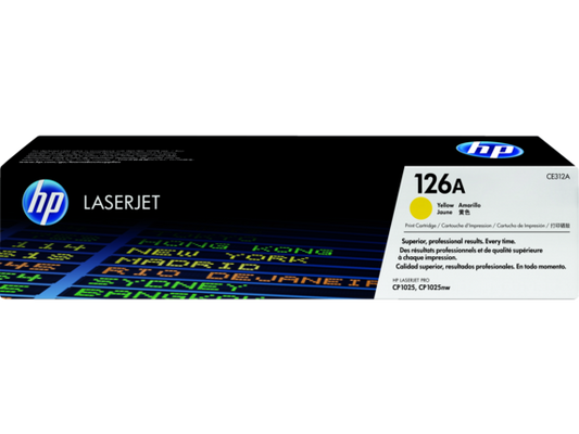 HP 126A Yellow Original LaserJet Toner Cartridge, CE312A