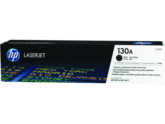 HP 130A Black Original LaserJet Toner Cartridge, CF350A