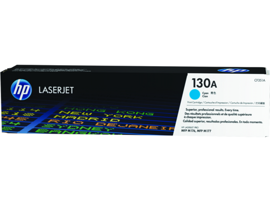 HP 130A Cyan Original LaserJet Toner Cartridge, CF351A