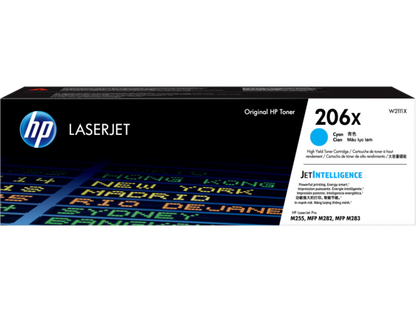 HP 206X High Yield Cyan Original LaserJet Toner Cartridge, W2111X