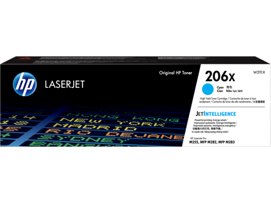 HP 206X High Yield Cyan Original LaserJet Toner Cartridge, W2111X