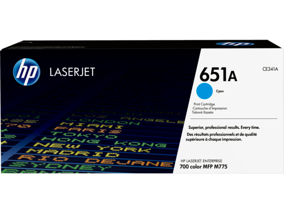 HP 651A Cyan Original LaserJet Toner Cartridge, CE341A