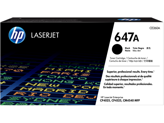 HP 647A Black Original LaserJet Toner Cartridge, CE260A