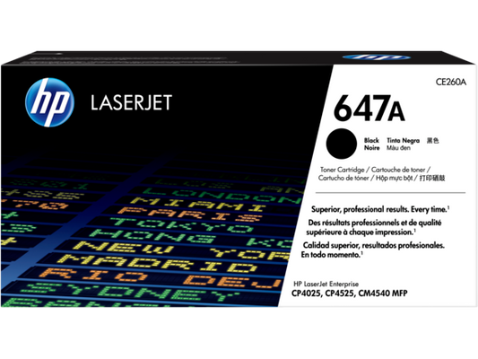 HP 647A Black Original LaserJet Toner Cartridge, CE260A