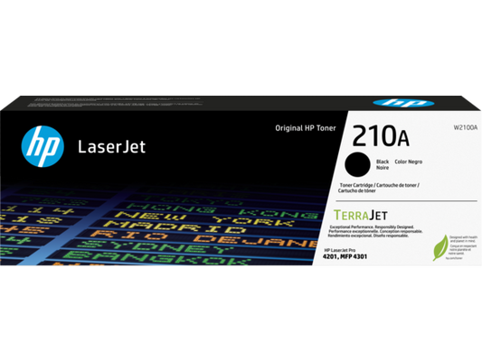 HP 210A Black Original LaserJet Toner Cartridge, W2100A