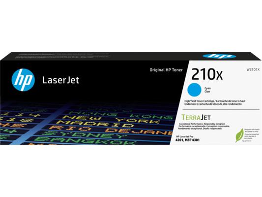 HP 210X Cyan Original LaserJet Toner Cartridge, W2101X