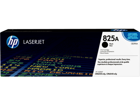 HP 825A Black Original LaserJet Toner Cartridge, CB390A